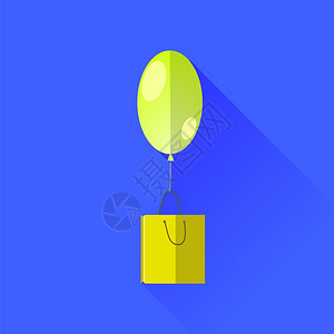 黄气球和纸购物袋图片