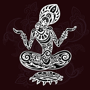 冥想莲花的姿势纹身风格瑜伽冥想莲花的姿势手画图解波利尼西亚风格的纹身图片