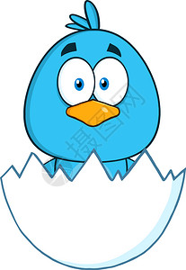 破壳而出的可爱蓝色小鸟矢量卡通插图背景图片