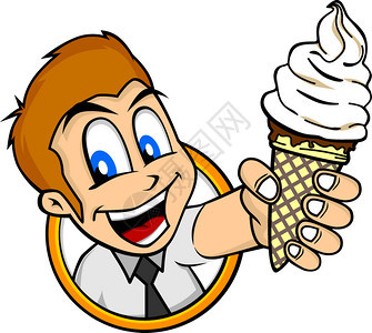 拿着冰淇淋的卡通男子图片