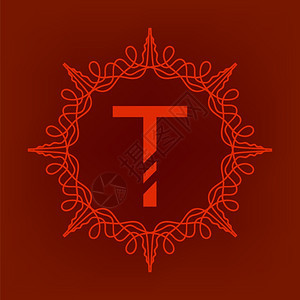红色背景上的简单词T设计模板简单词图片