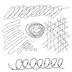 在白背景上孤立的Barbed线设置carbed线设置图片