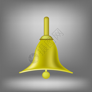 灰色背景上孤立的金属钟图标Bell图标图片