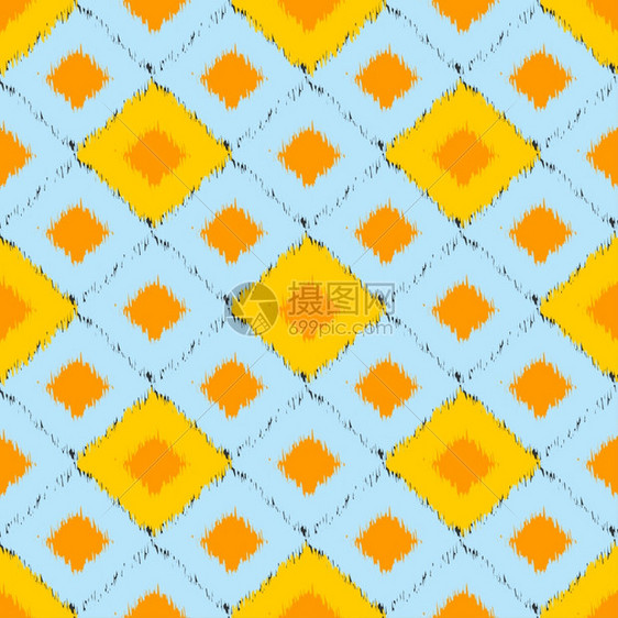 无缝立方体图案无缝立方体图案黄色和蓝矢量部落背景图片