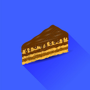 巧克力蛋糕在蓝色背景长影巧克力蛋糕图片