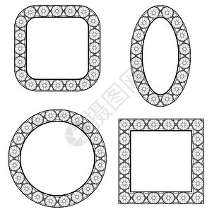 白色背景上分离的圆形装饰框架集圆形装饰框架集图片