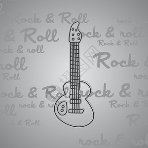 岩石和滚动吉他主题矢量艺术插图岩石和滚动吉他主题图片