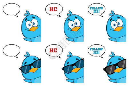 卡通可爱蓝鸟矢量元素插画图片