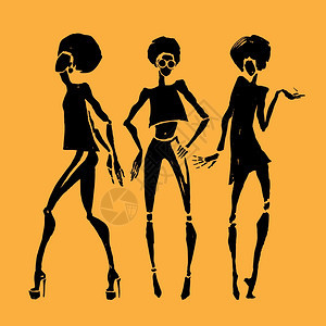 非洲舞者数字矢量时装插图图片