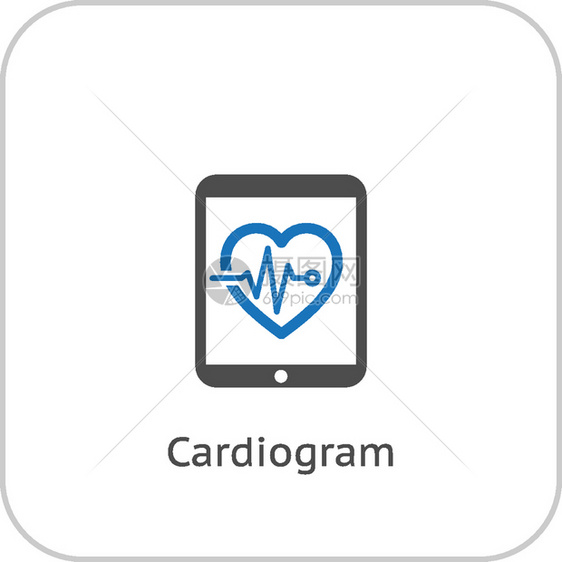 心电图和医疗服务标平面设计图片
