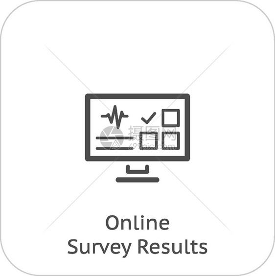在线调查结果和医疗服务图标平面设计图片