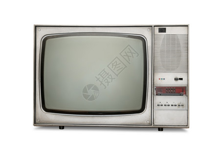 白色背景的旧式电视机背景图片