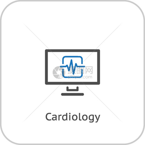心电图和医疗服务标平面设计图片