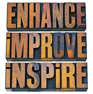 强化改进激励在旧印刷纸质木材型块中拼贴孤立的激励词图片