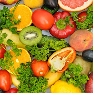 新鲜水果和蔬菜背景图片