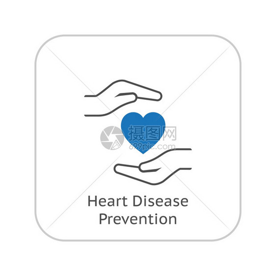 心脏病预防图标平面设计单独说明图片