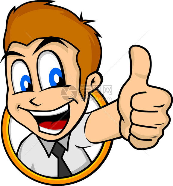 卡通男子拇指举起卡通男子拇指举起字符矢量插图