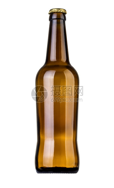 全棕色啤酒瓶白与剪切路径隔绝图片