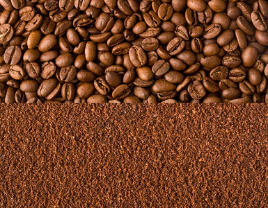 烤咖啡豆和土可作为背景图片
