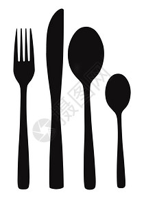 与叉子刀和勺隔离的餐具图片