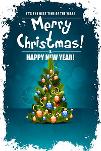 圣诞贺卡快乐和松树一起写圣诞信图片