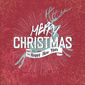 圣诞快乐新星红年背景的圣诞鹿轮长与圣诞鹿合写红年背景的圣诞鹿双轮长图片