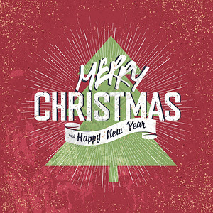 圣诞快乐老人红年背景的圣诞树带的彩影图片