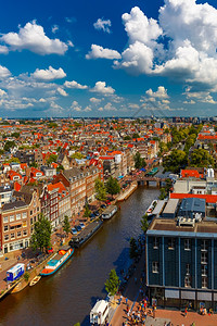 荷兰阿姆斯特丹2014年8月5日CanalPrinsengracht和AnneFrankHouseofAsstermandon荷图片