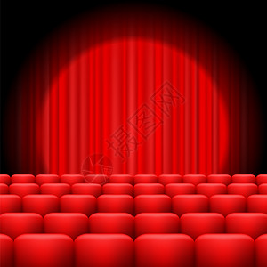 红幕有亮光和座位经典电影院有红椅子亮光图片