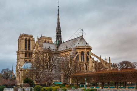 法国巴黎圣母大教堂南部的冬季风景图片