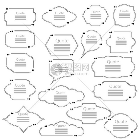 引文泡套语音白色背景上的空模板套语音泡图片