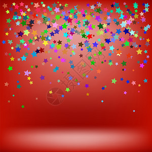 软红背景上的多色星集Starry模式一组多彩星集图片