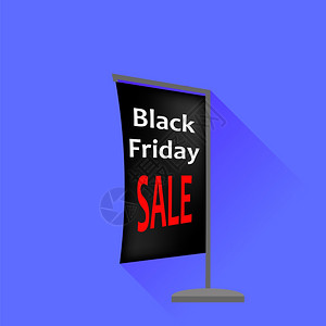 黑色星期五销售班员在蓝色背景上孤立平面设计长阴影黑色星期五销售班员图片