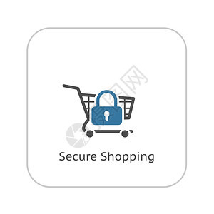 安全购物图标平面设计商业概念孤立的说明图片