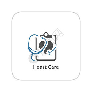 心脏护理图标平板设计心科护理图标与直立镜平板设计隔离图片