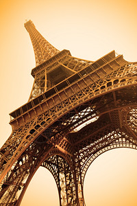Eiffel塔SepiaToned巴黎法国图片