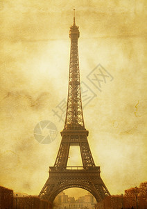 与Eiffel塔的记忆明信片模拟图片