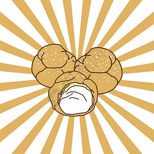 泡芙饼插画_泡芙饼卡通_泡芙饼插图_手绘_板绘_摄图网