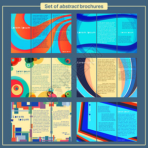 小册子模板集简要商业传单小册子模板集趋势各种几何小册子或传单矢量设计插图图片