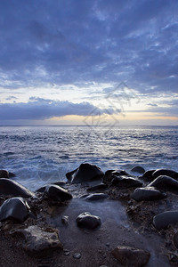 大西洋美丽的日落特纳里夫加那利群岛的特纳里夫图片