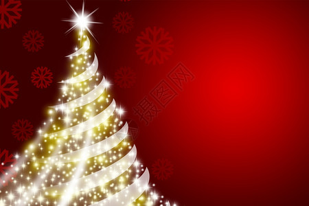 深红背景的圣诞树摘要图片