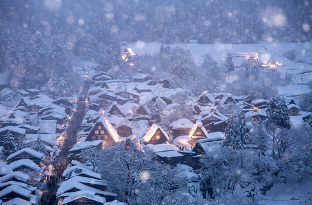 白川戈与日积雪下的本朱布吉福一道闪耀着大雪的光芒高清图片