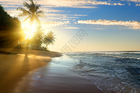 印度洋日落时阳光明亮图片