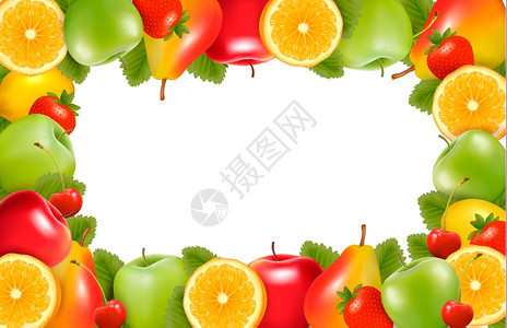 新鲜多汁水果边框图片