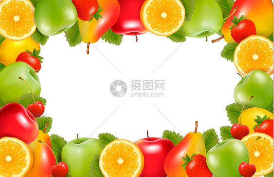 新鲜多汁水果边框图片