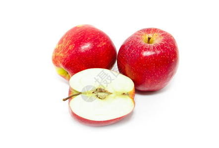 白色上孤立的新鲜红苹果图片
