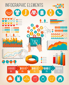 大量的购物信息元素矢量图片