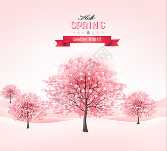 春天茂盛的樱花树背景图片