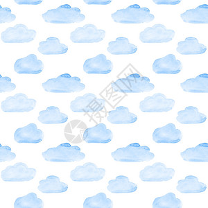 蓝水彩云无缝模式背景图片