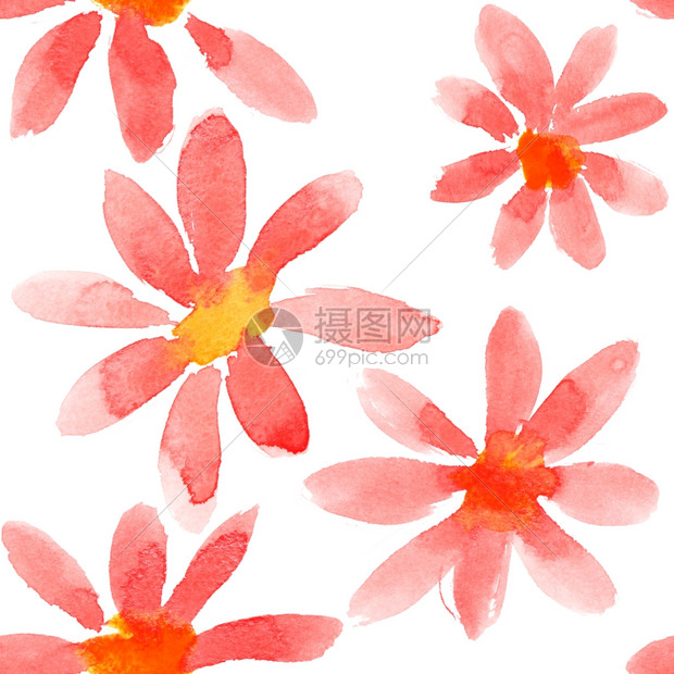 红水彩花无缝模式图片